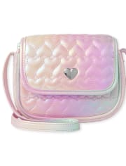 Girls Iridescent Quilted Heart Bag
