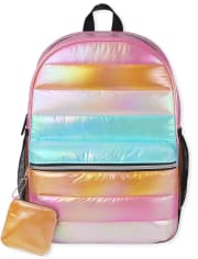 Girls Quilted Striped Backpack