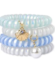 Girls Seashell Coil Bracelet 4-Pack