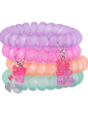 Paquete de 4 pulseras en espiral con osito de caramelo para niñas