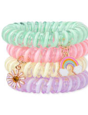 Girls Rainbow Daisy Coil Bracelet 4-Pack