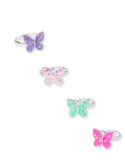Paquete de 4 anillos de mariposa para niñas