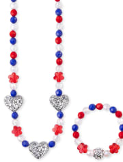 Girls Americana Beaded Necklace And Bracelet Set