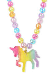 Conjunto de collar y pulsera de unicornio arcoíris para niñas