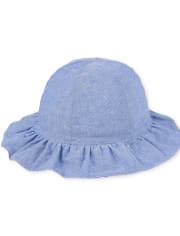 Baby Girls Paisley Chambray Reversible Bucket Hat