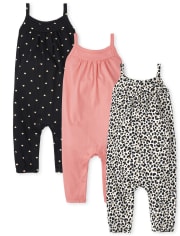 Mono de leopardo para bebé niña, paquete de 3