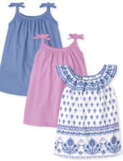 Lot de 3 bodys à imprimé et nœud pour bébé fille