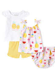 Conjunto de ropa de juego de 4 piezas para bebé niña Piña