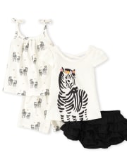 Baby Girls Zebra 4-Piece Playwear Set