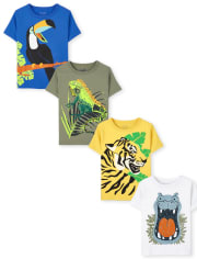 Toddler Boys Animals Graphic Tee 4-Pack