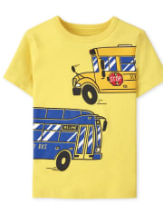 Camiseta con gráfico de autobús para bebés y niños pequeños