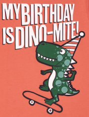 Camiseta con estampado de dinosaurio de cumpleaños para bebés y niños pequeños