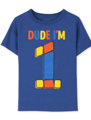 Camiseta con estampado de 1 cumpleaños para bebés y niños pequeños
