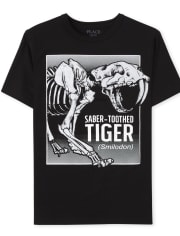 T-shirt graphique tigre à dents de sabre pour garçon