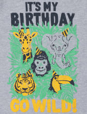 Camiseta con gráfico de cumpleaños de animales para bebés y niños pequeños