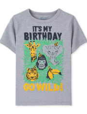 Camiseta con gráfico de cumpleaños de animales para bebés y niños pequeños