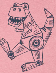 Camiseta con estampado de dinosaurio robot para niños pequeños