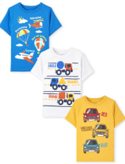 Toddler Boys Transportation Graphic Tee 3-Pack