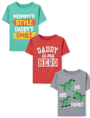 Toddler Boys Family Graphic Tee 3-Pack