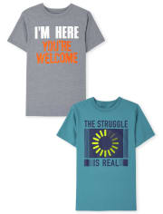 Lot de 2 t-shirts humoristiques pour garçons