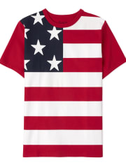 Camiseta con estampado de bandera estadounidense para niños
