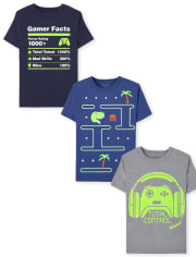 Pack de 3 camisetas gráficas de videojuegos para niños