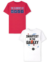 Paquete de 2 camisetas con gráfico Genius para niños