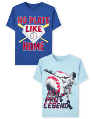 Paquete de 2 camisetas con estampado de béisbol para niños