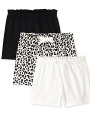 Baby Girls Leopard Paperbag Waist Shorts 3-Pack