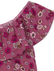 Ensemble 2 pièces à volants et fleurs pour fille
