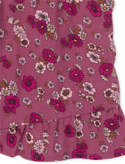 Ensemble 2 pièces à volants et fleurs pour fille