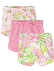 Baby Girls Tropical Ruffle Shorts 3-Pack