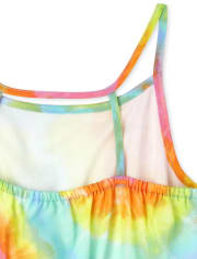 Girls Rainbow Tie Dye Sharkbite Hem Dress