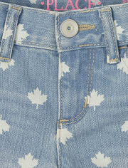 Short en denim feuille d'érable pour fille