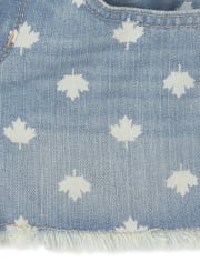 Short en denim feuille d'érable pour fille