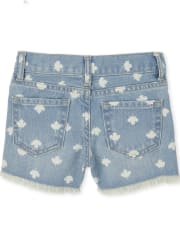 Short en denim feuille d'érable pour fille