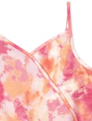 Girls Tie Dye Faux Wrap Romper