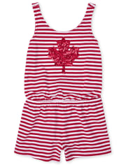 Barboteuse rayée pour fille, fête du Canada