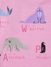 Baby And Toddler Girls Animal ABC Snug Fit Cotton Pajamas
