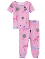 Baby And Toddler Girls Animal ABC Snug Fit Cotton Pajamas