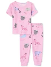 Baby And Toddler Girls ABC Animal Snug Fit Cotton Pajamas