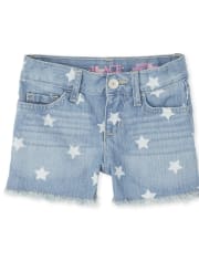 Girls Americana Stars Denim Shortie Shorts