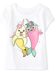 Camiseta con gráfico de fruta de narval para bebés y niñas pequeñas