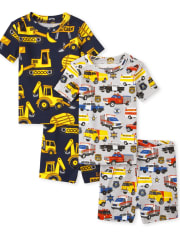 Paquete de 2 pijamas de algodón ajustados para el transporte de bebés y niños pequeños
