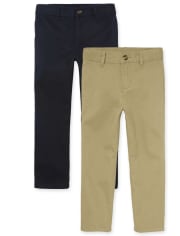 Boys Uniform Stretch Chino Pants 2-Pack - Husky