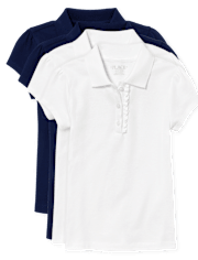 Girls Uniform Ruffle Pique Polo 4-Pack - Plus