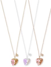 Girls Heart Locket Necklace 3-Pack