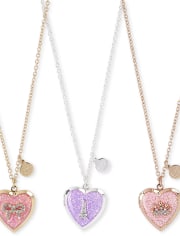 Girls Heart Locket Necklace 3-Pack