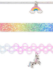 Girls Rainbow Choker Necklace 3-Pack