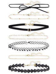 Girls Lace Choker Necklace 7-Pack